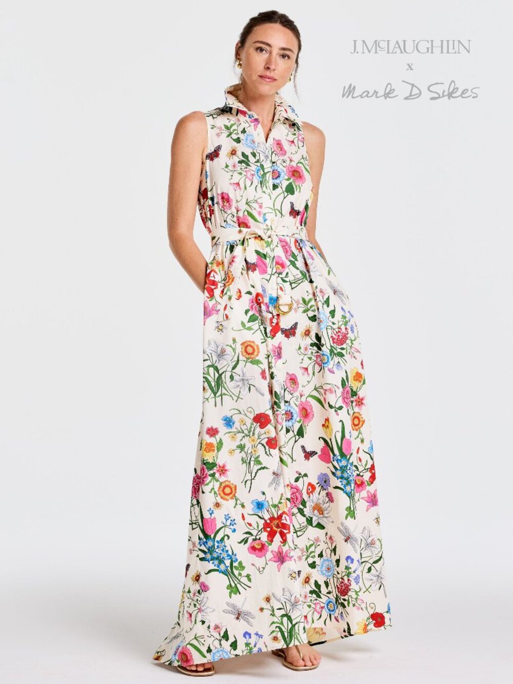 J McLaughlin Audrey Dress in Dragonfly Garden - Off White/Multi NEW